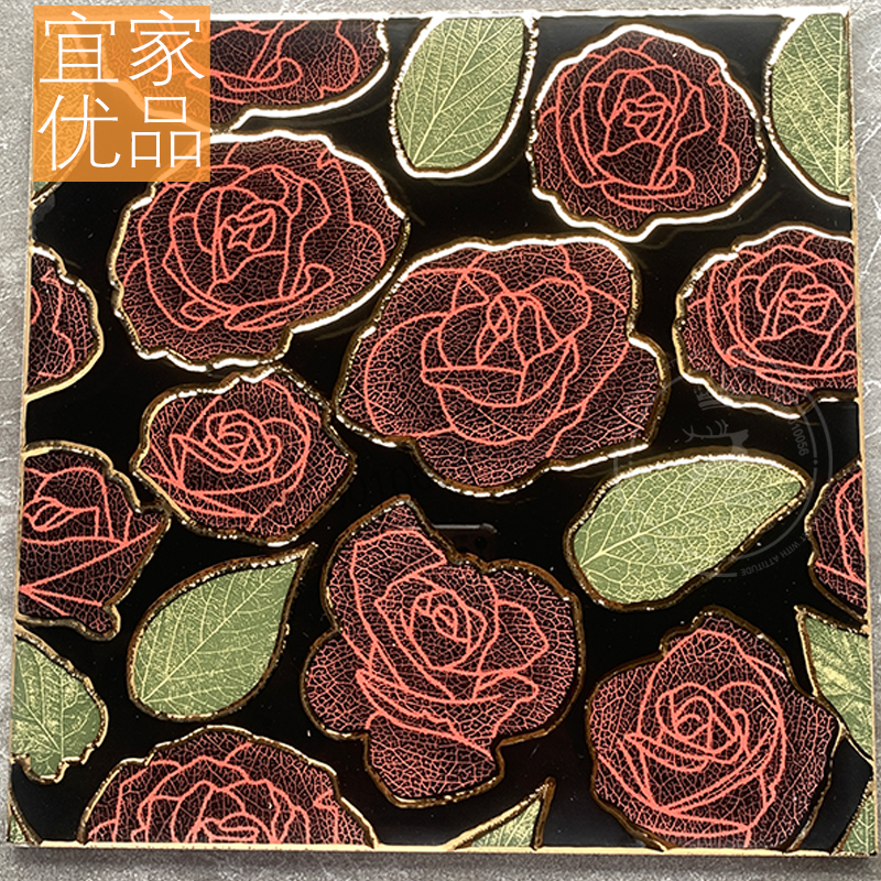 Golden rose throwing gold throwing crystal brick 300X300 non-slip small floor tiles European powder room background wall KTV corridor dining room