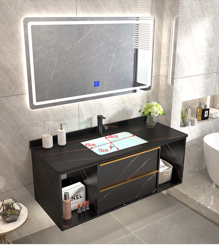 Smart slate bathroom cabinet combination modern minimalist wash basin makeup room hand wash basin light luxury bathroom cabinet