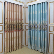 Luxury atmosphere European luxury villa living room bedroom balcony curtain floor flat compound silk fabric hollow embroidery