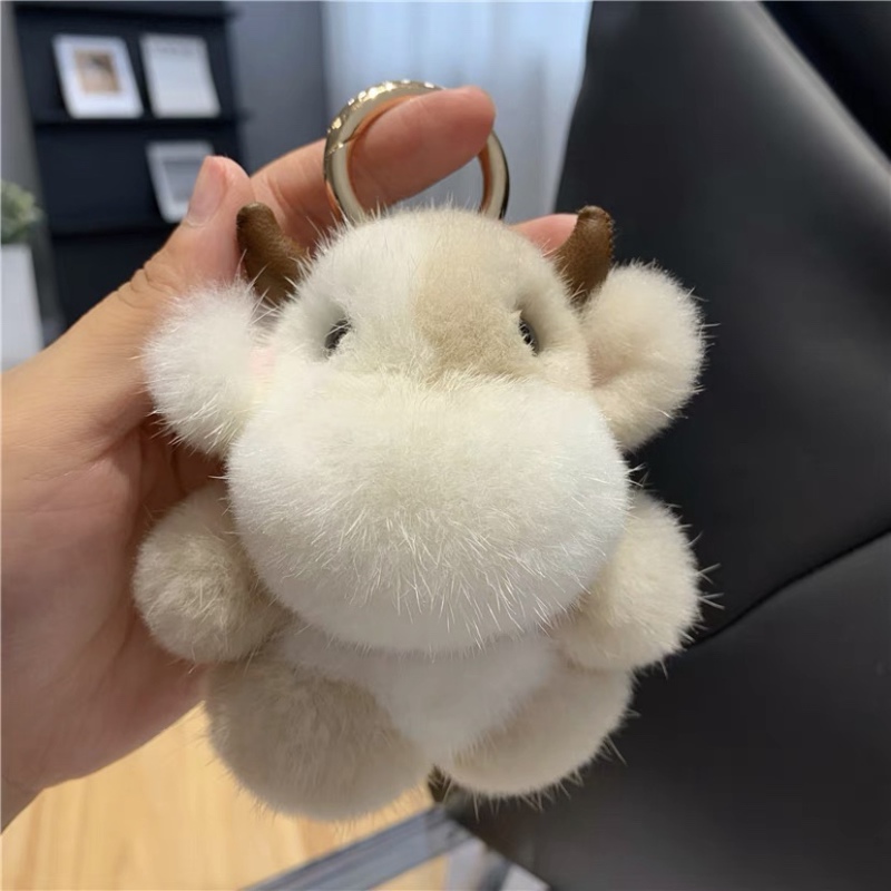 【Brave Niu Niu】Mink Fur Calf Fur Pendant Fur Bag Keychain