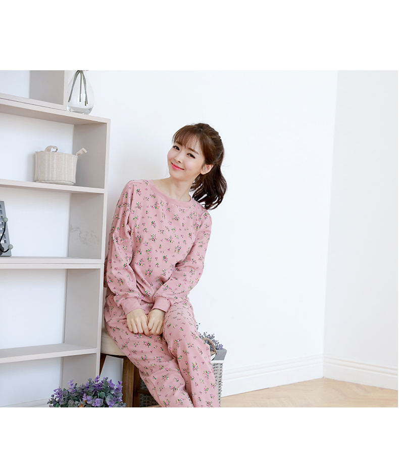 Sản phẩm mới của Tunagirl Han Qiu đồ ngủ nữ dệt kim bông hoa dịch vụ nhà giản dị bộ quần áo ngủ