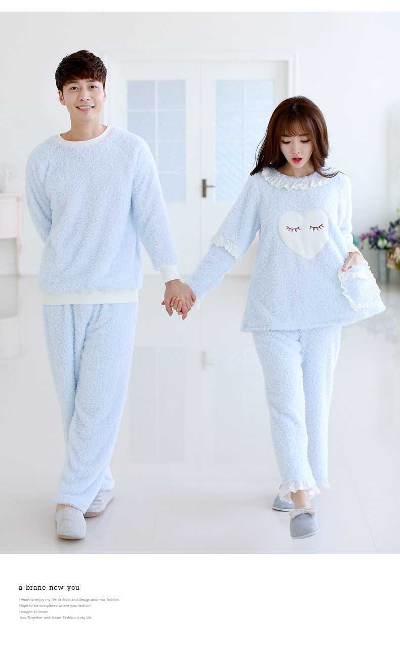 Phiên bản tiếng Hàn của bộ đôi đồ ngủ mùa đông ấm áp dày nhỏ phù hợp với nam mới tay dài lỏng lẻo đồ ngủ nam hàn quốc