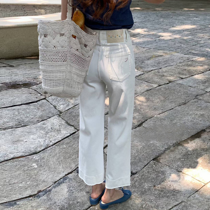 【Four-Way Stretch + Thin Style】Dm8706 Pants Length 87 Granny Pants Women's New Denim Jeans
