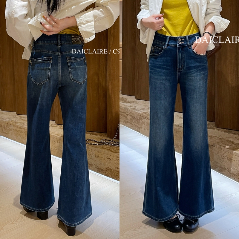 Button Pocket C9369 Pants Length 102 Four-Way Stretch Straight-Leg Flared Pants 2026 Women's Autumn New Jeans Button Pocket C9369 Pants Length 102 Four-Way Stretch Straight-Leg Flared Pants 2026 Women's Autumn New Jeans