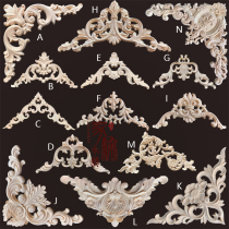 Dongyang wood carving decals European-style solid wood flower chips wood carving decals horned background wall wood flower pieces ornaments spot wiring