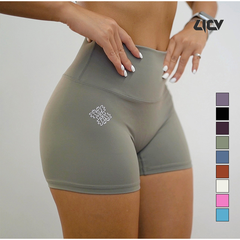 Licv Nude Double Small Label Three-Point Shorts Women's Yoga Shorts Mid-High Waist Elastic Fitness Slim Sports Shorts Licv Nude Double Small Label Three-Point Shorts Women's Yoga Shorts Mid-High Waist Elastic Fitness Slim Sports Shorts