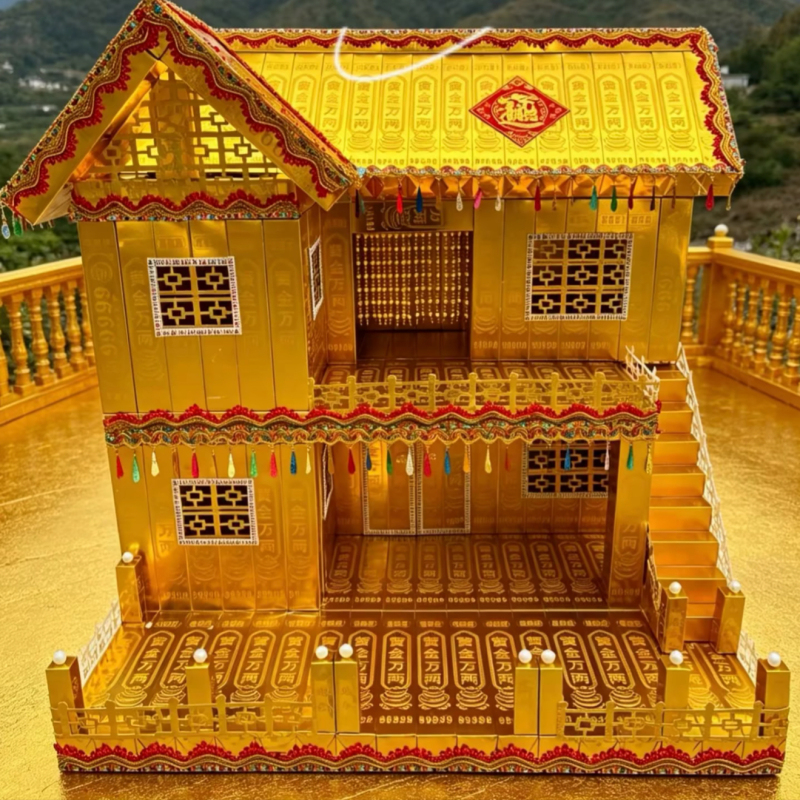 Internet-Famous Two-Story Villa Model, Gold Bar Villa Semi-Finished DIY Folding Tower Handmade Material Kit Without Tools Internet-Famous Two-Story Villa Model, Gold Bar Villa Semi-Finished DIY Folding Tower Handmade Material Kit Without Tools