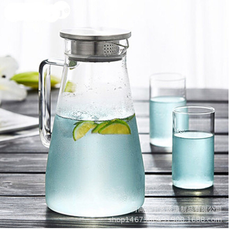 Cold water jug glass high temperature household Nordic wind large capacity juice cold water jug cute suit creative retro
