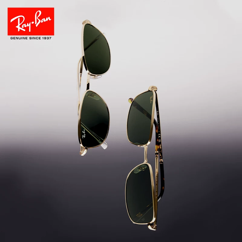 Солнцезащитные очки Ray-Ban Ray-Ban sunglasses sunglasses металлические старомодный стиль узкая оправа мужские и женские прямоугольные ретро солнцезащитные 0RB3717