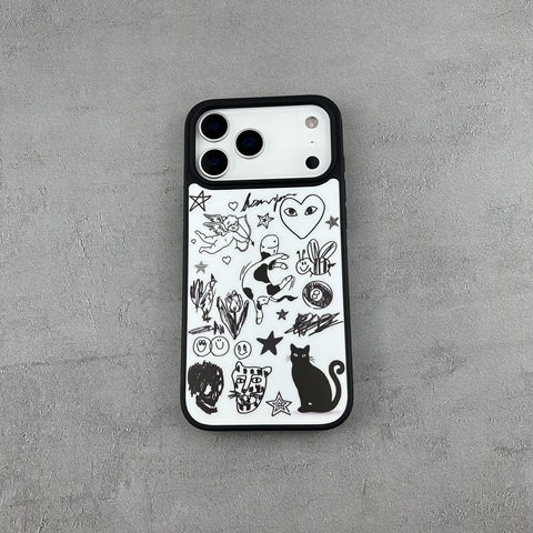 Black Embossed Cross Leather iPhone Case