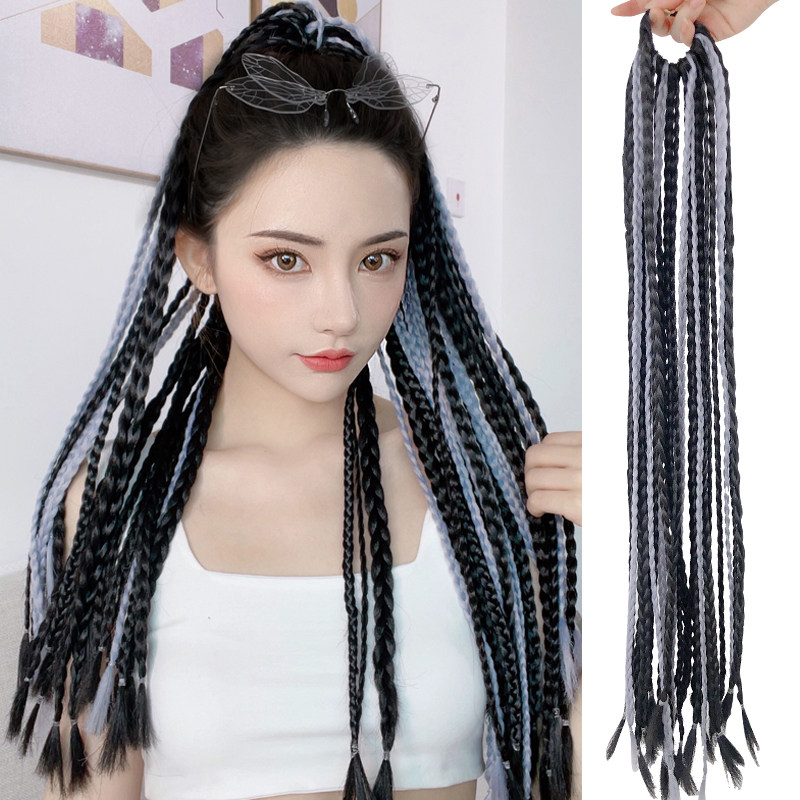 Dirty braided ponytail wig piece African dirty braided wig braid color braided artifact European and American hip-hop hip-hop twist