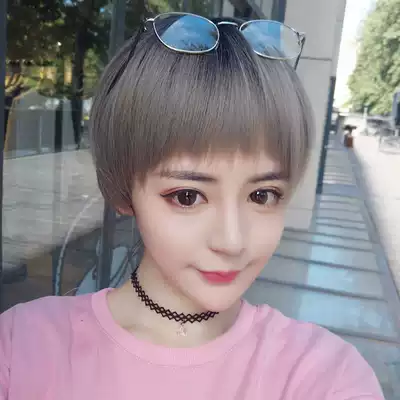 Dogken Liuhai wig female short hair bobo head handsome face repair fluffy natural realistic wig piece round face short straight hair