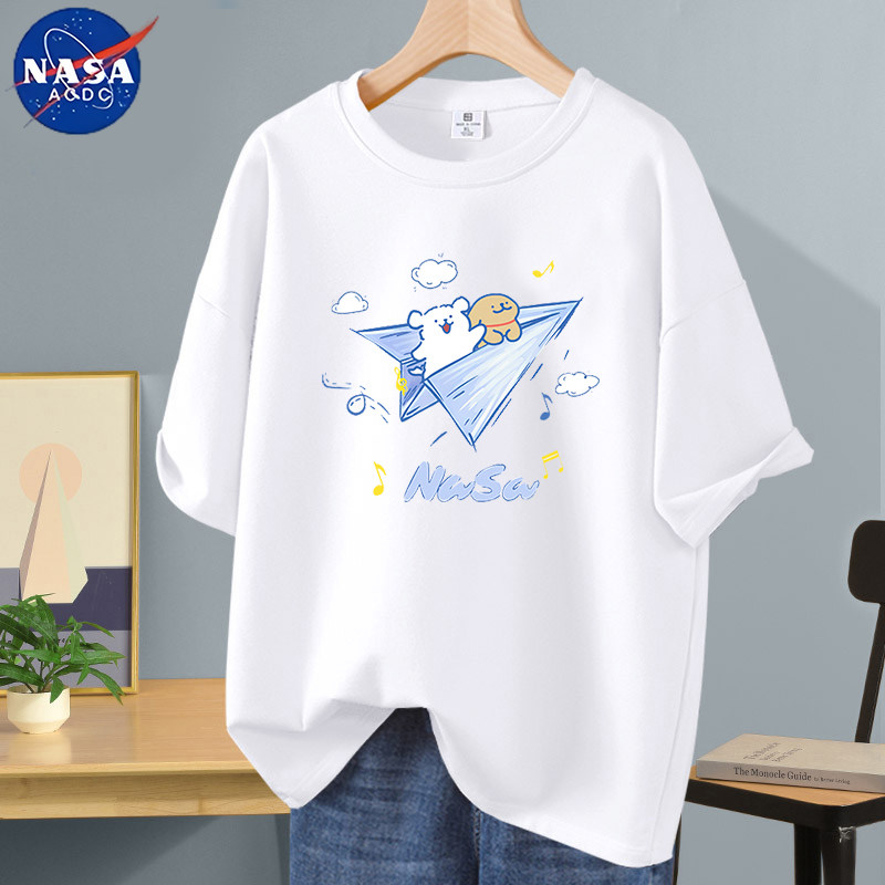 Мужская хлопковая футболка с короткими рукавами от совместного бренда NASA tide, лето 2026, новая свободная студенческая молодежная футболка