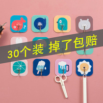 Kitchen Door Rear Glass Cartoon Cute Toilet Bathroom Powerful nail-free Punch-Free Bearing Traceless Hook Adhesive Hook