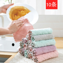 Kitchen dishcloth 10 pieces of housework wipe tablecloth towels scrub water non-stick oil clean rag