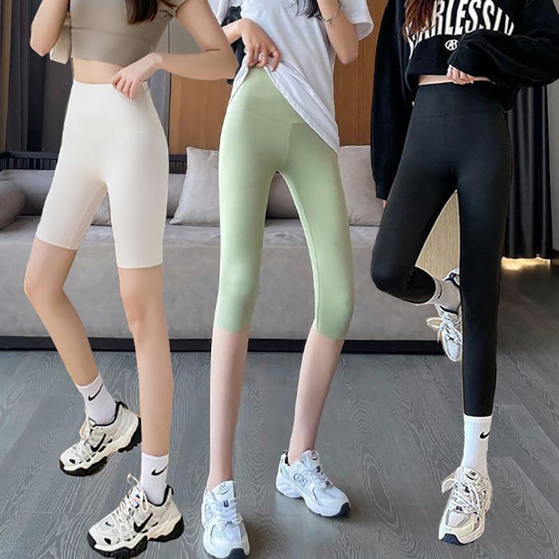 【Hot Item】Summer Thin Shark Pants, Five-Point Cycling Shorts for Women, High-Waisted Elastic Yoga Fitness Shorts for Outdoor Wear