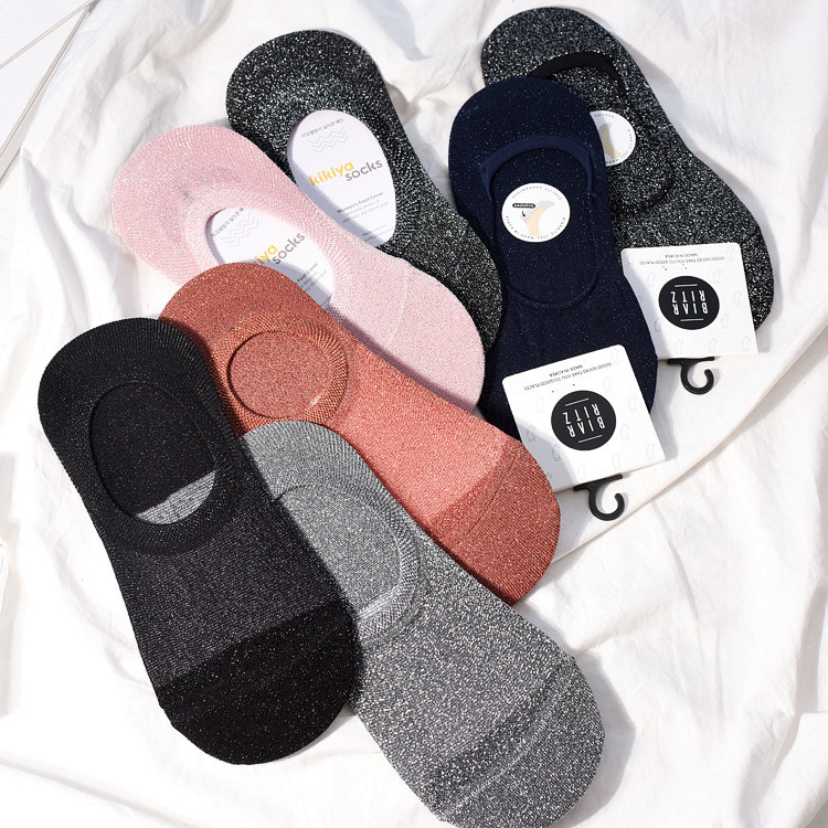 Hàn Quốc nhập khẩu Dongdaemun băng lụa mỏng phần trong suốt lụa sáng vớ vớ cotton vớ vô hình cơ sở vớ thể thao SOC460 vớ thể thao chống trượt