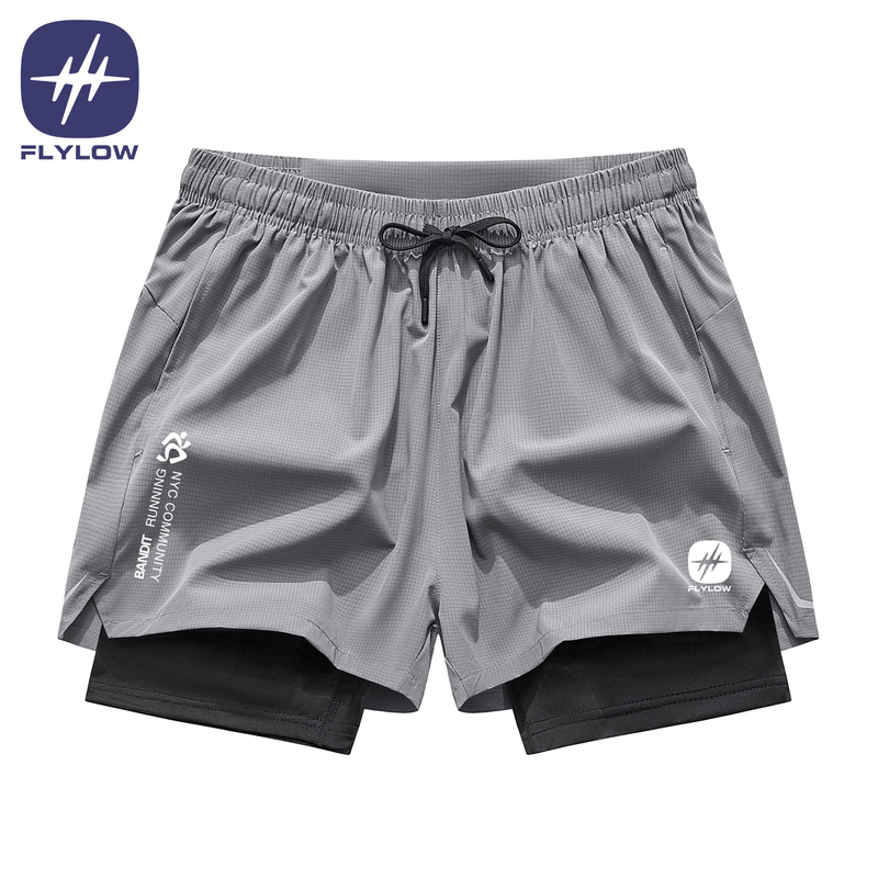 Flylow Running Can Hold a Mobile Phone, Suitable for Sports, Fitness, and Running, Two-In-One Quick-Drying Breathable Three-Quarter Shorts for Men and Women