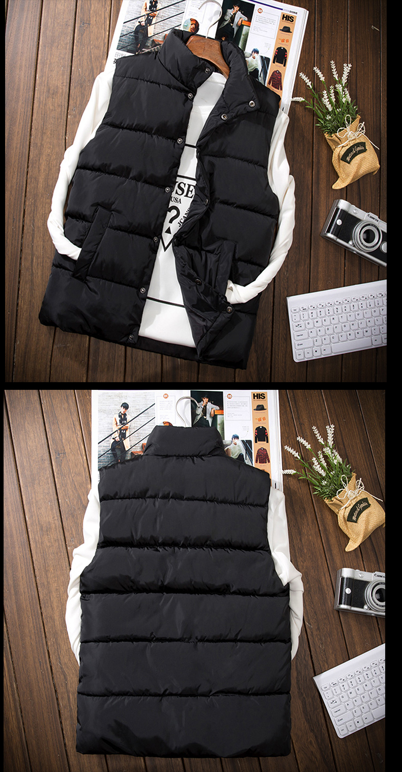 Áo vest nam cotton dày ấm áp mùa thu và mùa đông thủy triều Hàn Quốc của cổ áo mỏng vest nam vest vest áo ba lỗ nam form rộng