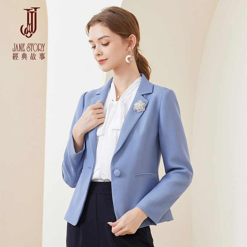Classic story Western style senior blue suit jacket women's spring and autumn 2022 new slim long-sleeved professional suit jacket