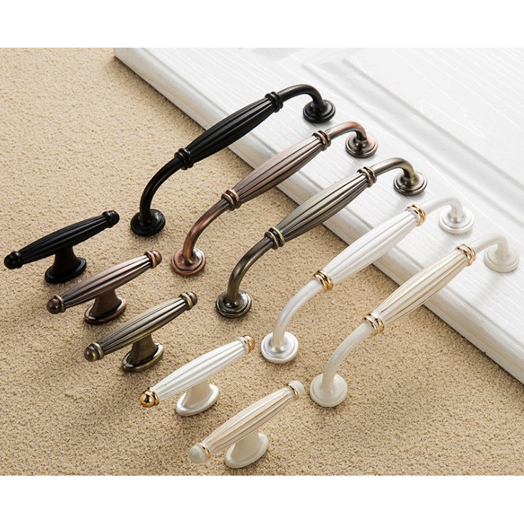 Solid wardrobe surface-mounted drawer handle European-style ivory white door cabinet door handle hardware large wardrobe