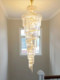 Farewell to the Light Luxury Duplex Staircase Chandelier, Villa Living Room Crystal Lamp, Rotating Multi-Layer Large Chandelier