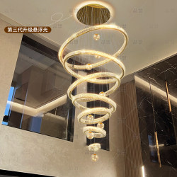 Villa Suspended Ceiling Chandelier, Light Luxury High-End Mezzanine Loft High-Ceiling Crystal Chandelier, Duplex Large Chandelier Pro