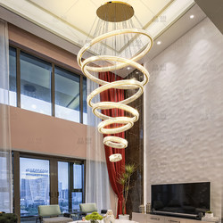 Luxury Chandelier for Living Room Villa with High Ceiling, High-End Staircase, Mezzanine, High Ceiling, Circular Crystal Chandelier, Duplex Building Chandelier Pro
