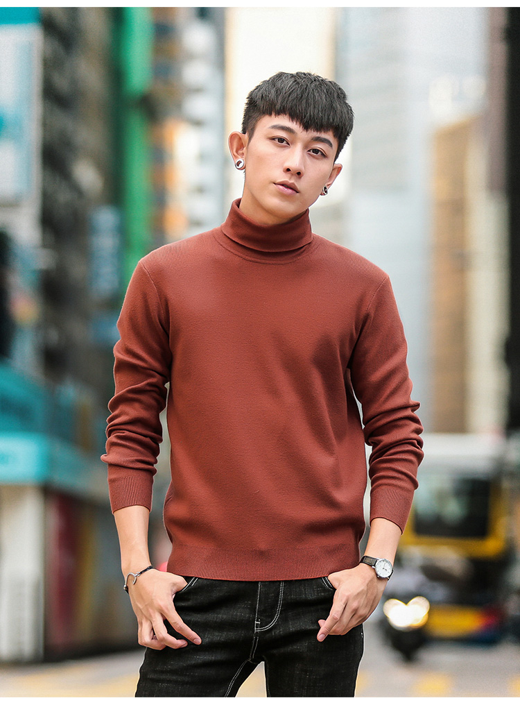 Vải huyền thoại áo len cao cổ nam màu rắn phiên bản Hàn Quốc của áo len tự trồng dài tay áo len đôi áo len đáy triều áo len unisex