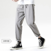 Cloth Legends Lesel Sky Silk Summer Thin 90% casual pants Mens pants loose 100 hitch tapered long pants