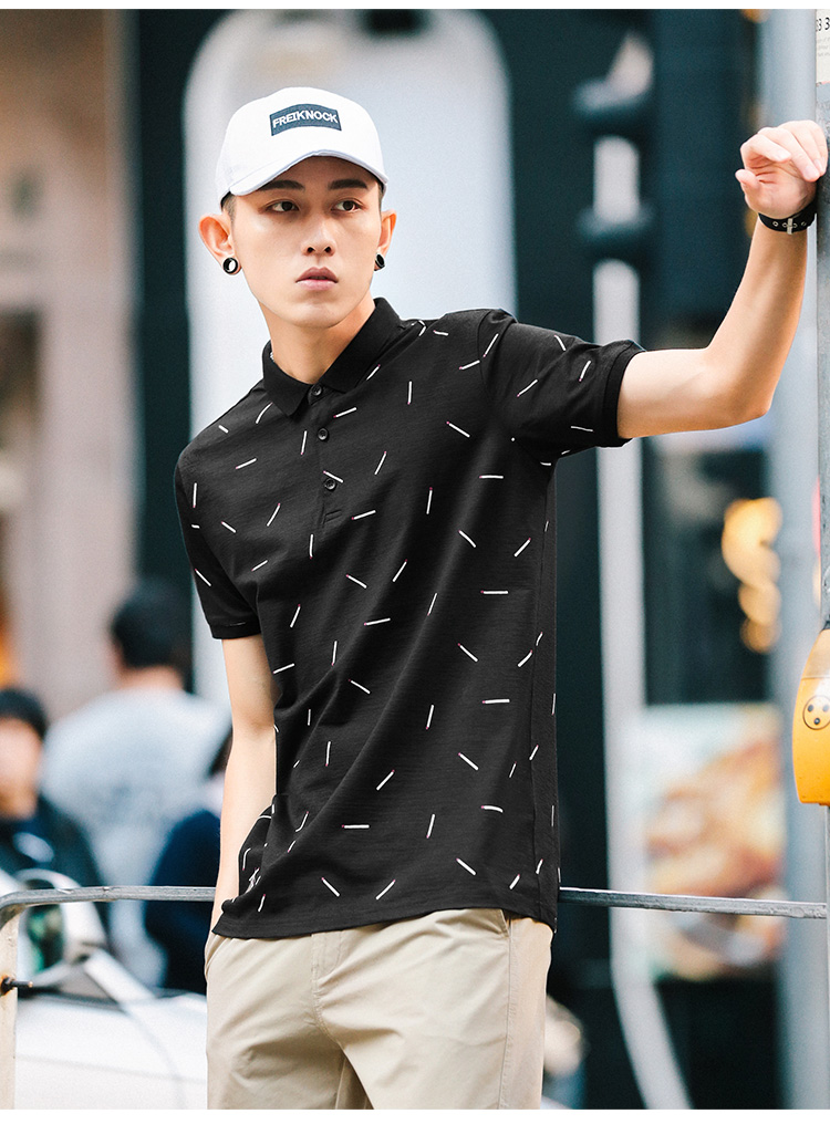 Huyền thoại vải in áo ve áo POLO áo sơ mi nam tay ngắn Phiên bản Hàn Quốc của thanh niên tự làm mới đàn hồi tự làm Paul áo thủy triều áo polo nam đẹp