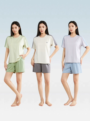 Тонкая антибактериальная пижама, летний шелковый комплект, короткий рукав