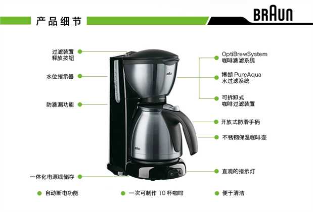 Braun / Baron KF610 Home Máy pha cà phê nhỏ giọt nhập khẩu tự động của Mỹ - Máy pha cà phê máy pha cà phê cho quán