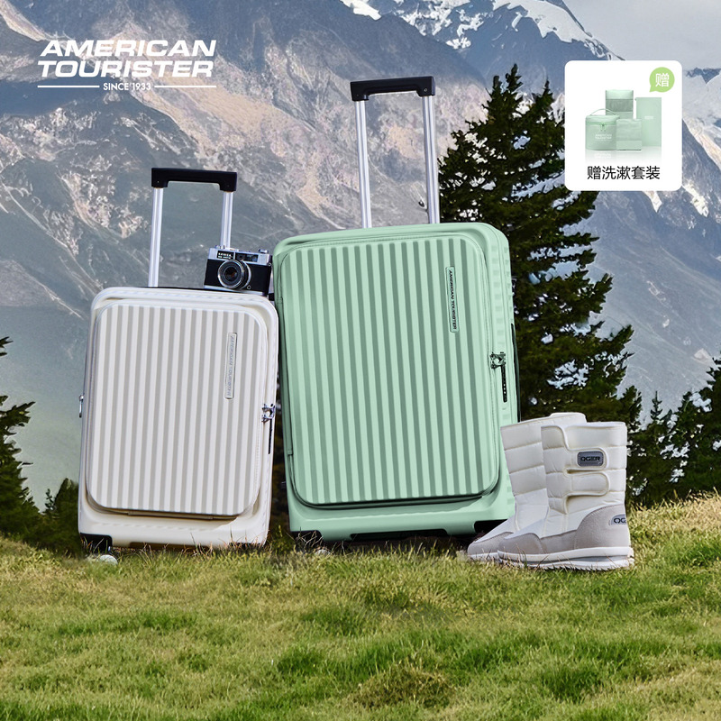 American Tourister 2026 New Model Front-Opening Suitcase with Expandable Handle 20inch Expandable Luggage Suitcase Carry-On Travel Suitcase Nf2