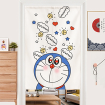 Cartoon machine cat Doraemon A dream Japanese style door curtain home free of punching and partition curtain kitchen net red cloth art semi-curtain
