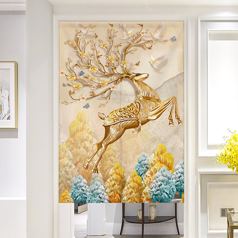 Elk Deer Light Lavish Door Curtain Modern Living Room Genguan Partition Curtain half-curtain bedroom cloth Art curtains Home Toilet Hanging Curtain-Taobao