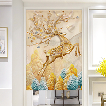 Elk Deer Light Luxurious Door Curtain Modern Living Room Genguan Partition Curtain Half Curtain Bedroom Cloth Art Curtain For Home Toilet Hanging Curtain