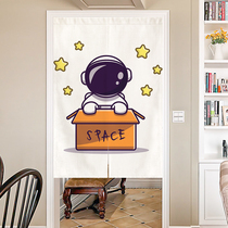 Interstellar spaceflight cartoon door curtain 2021 new summer cloth art semi-curtain tennis red astronaut shielded fabric curtain free from punching