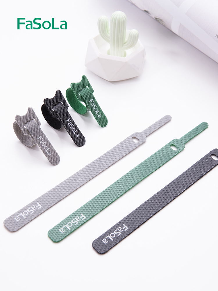 Wire storage buckle hook and loop computer fixed finishing charging winding binding tie wire with data cable organizer