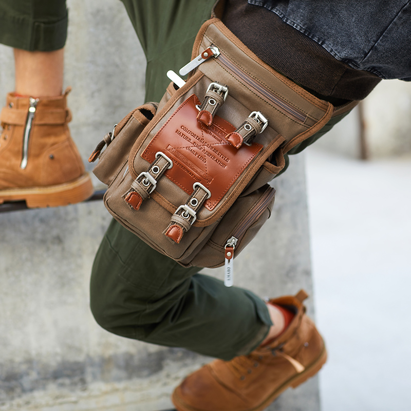 Japanese casual new belt bag personality leg bag men's outdoor bag tide canvas riding tactical bag dead fly travel bag