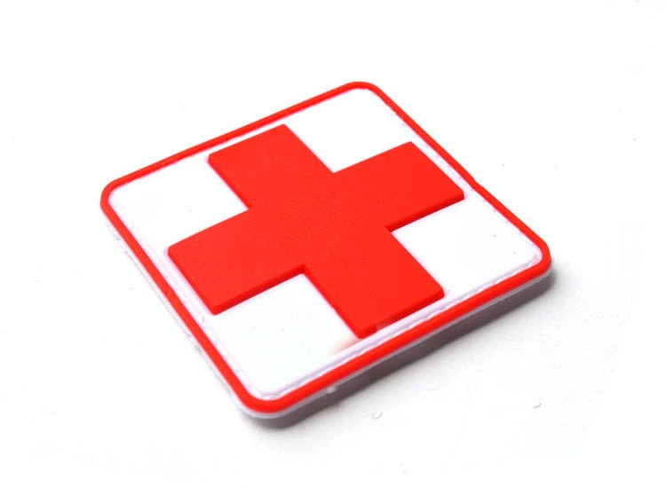 PVC Velcro băng đeo tay Chữ thập đỏ cứu hộ y tế chương cá tính ba lô dán chương quân đội trang trí quạt cao su mềm chương