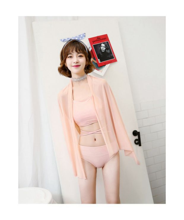Áo tắm nữ eo cao gợi cảm của Hàn Quốc ngực nhỏ tập hợp thép tấm bikini ba mảnh chia áo tắm mùa xuân nóng bỏng - Bikinis đồ bơi 2 mảnh dạng váy