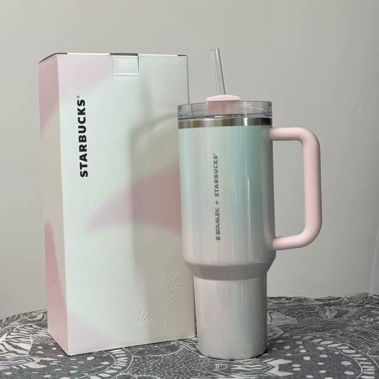 Кружка Starbucks 2025 Романтический океан серия Anniversary Gradient Stanley сотрудничество, термостойкая стальная трубка с трубкой