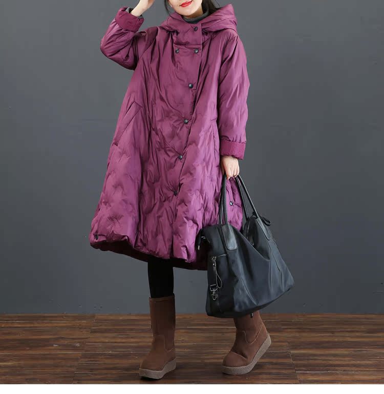 Tháng Chín Kaka Winter Women Kích thước lớn Văn học Trùm đầu A-word đệm bông lớn độn 3635 - Bông áo phao béo ulzzang