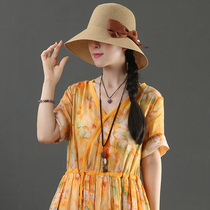 September Kaka Summer Butterfly Knot Sunhat Foldable Straw Hat Art sunscreen Holiday beach hat 1206