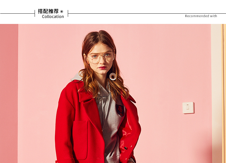 Yihua Ouyue mùa thu của phụ nữ mới ve áo túi đôi len ngắn áo len lông áo khoác len cardigan