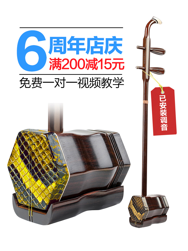Suzhou Tianle ebony Erhu musical instrument beginner professional performance Adult children universal piano factory direct sales 30 days package return