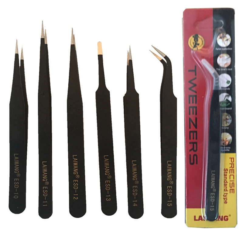 From and to 1 5MM tweezers ESD-15 elbow straight head no pressure edge pointed tip excellent quality