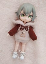  ob11 Baby sweater hooded plush brown puppy long one-piece