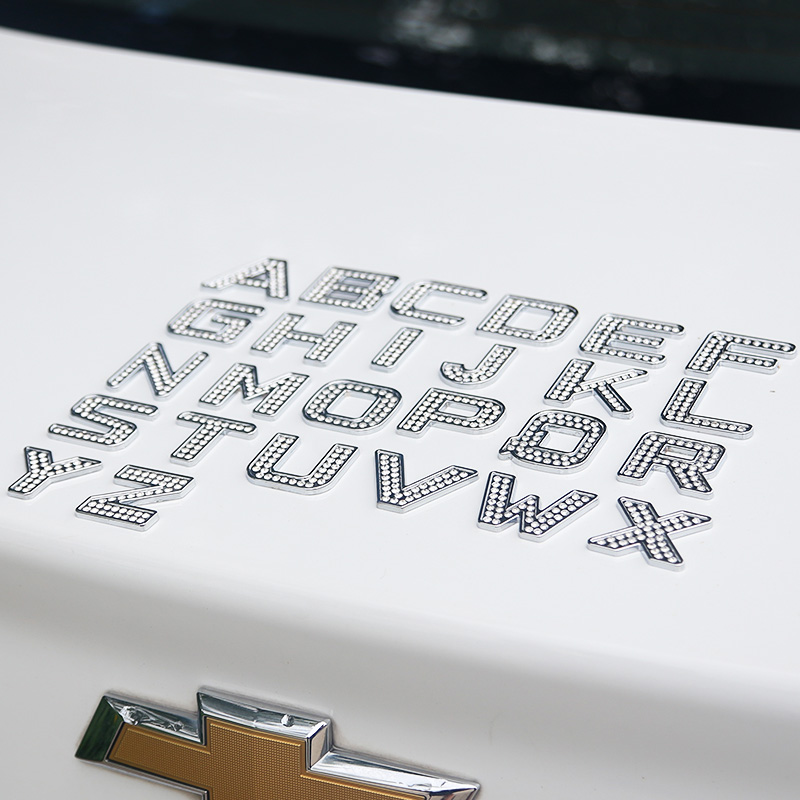 Diy Crystal Car Stickers With Diamond Letters 3d Stereo Car Stickers With Diamonds English Words Car Stickers With Rhinestone Metal Letters